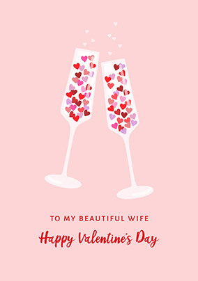 Beautiful Wife Champagne Flutes Valentine's Day Card