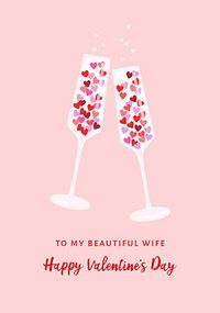 Beautiful Wife Champagne Flutes Valentine's Day Card