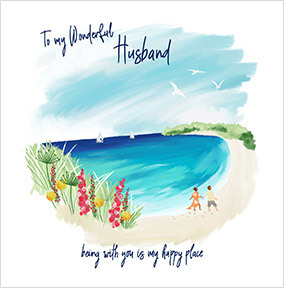 Husband Beach Scene Valentine's Day Card