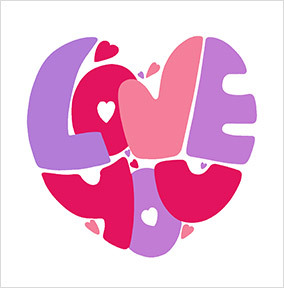 Love You Pink Heart Valentine's Day Card