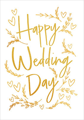 Happy Wedding Day Gold Text Card