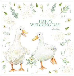 Two Geese Happy Wedding Day Card