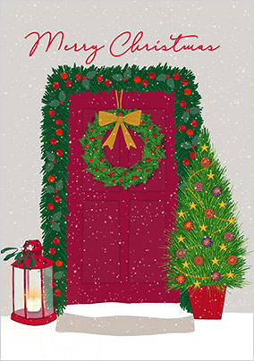 Merry Christmas Scenic Door Card