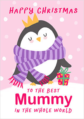 Penguin Mummy Personalised Christmas Card