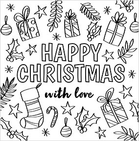 Happy Christmas Colouring in Christmas Card