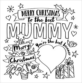 Mummy Colouring in Christmas Card