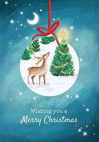 Deer Bauble Merry Christmas Card