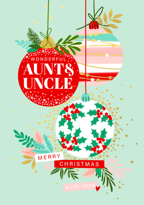 Aunt and Uncle Baubles Christmas Card