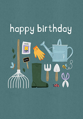 Gardening Utensils Birthday Card