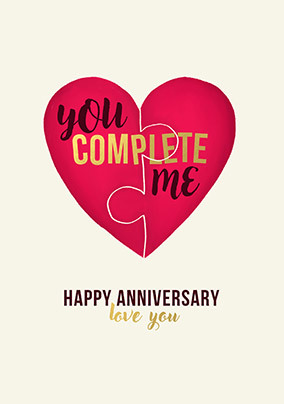 Jigsaw Puzzle You Complete Me Anniversary Card