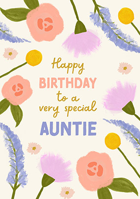 Auntie Soft Floral Birthday Card