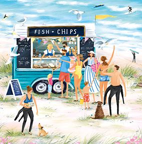 Painted Beach Scene Birthday Card