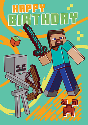 Minecraft Happy Birthday Card