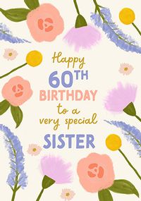 Tap to view Soft Floral Sister 60th Birthday Card