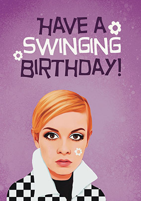Swinging Birthday Twiggy Spoof Card