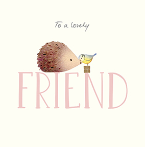 Lovely Friend Watercolour Hedgehog Birthday Card
