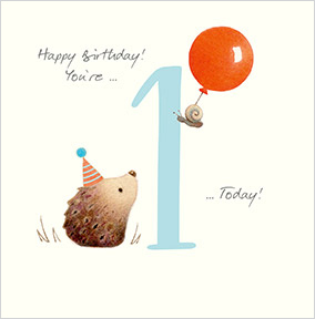 1 Today Watercolour Hedgehog Birthday Card