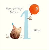 Tap to view 1 Today Watercolour Hedgehog Birthday Card