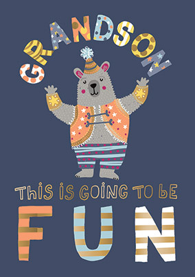 Circus Bear Grandson Birthday Card