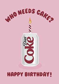 Tap to view Who Needs Cake? Diet Coke Birthday Card