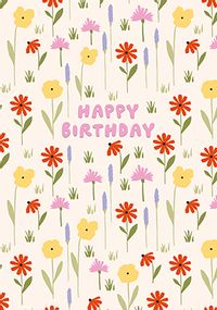 Tap to view Spring Floral Print Happy Birthday Card