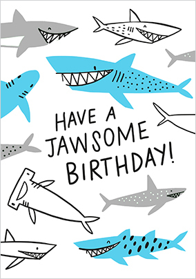 Jawsome Birthday Shark Print Card
