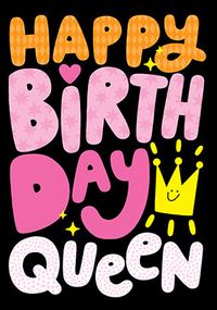 Tap to view Typographic Happy Birthday Queen Card