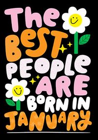 Tap to view Best People Are Born In January Flower Birthday Card