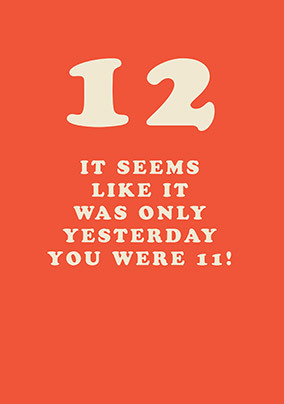 Seems Like It Was Only Yesterday 12th Birthday Card