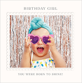 Birthday Girl Born To Shine Square Birthday Card