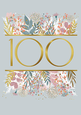 Gold Floral 100th Birthday Card