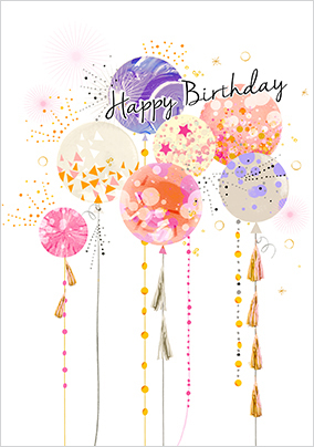 Pastel Party Balloons Birthday Card