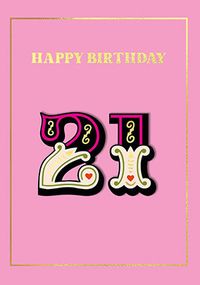 Tap to view Pink Typographic 21st Birthday Card