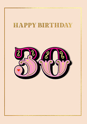 Typographic 30th Birthday Card