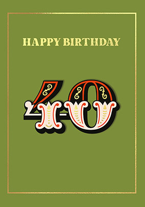 Typographic 40th Birthday Card