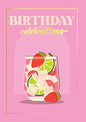 Pink Cocktail Birthday Card