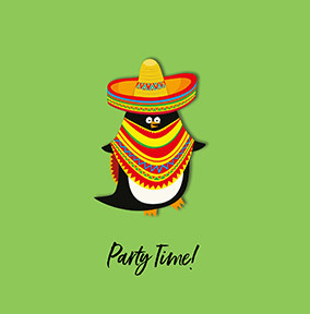 Party Time Penguin Birthday Card