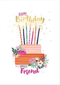 Tap to view Happy Birthday Friend Floral Cake Card