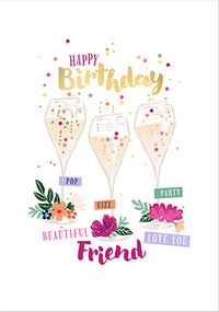 Tap to view Beautiful Friend Champagne Flutes Card