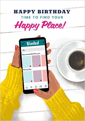 Photo of Online Shopping Happy Place Birthday Card
