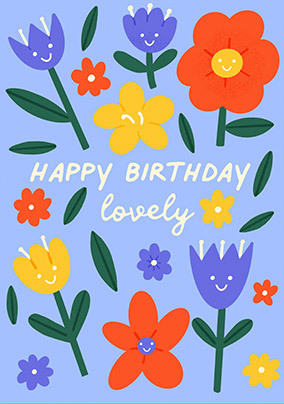 Happy Birthday Lovely Graphic Floral Card