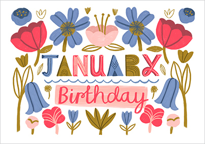 January Birthday Landscape Floral Card