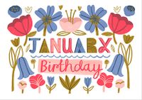 Tap to view January Birthday Landscape Floral Card