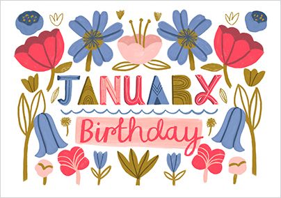 Photo of January Birthday Landscape Floral Card