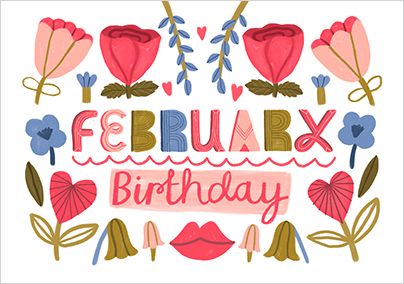 Photo of February Birthday Landscape Floral Card