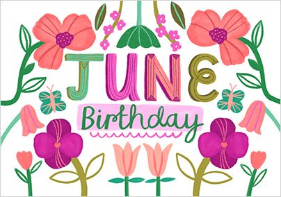 Photo of June Birthday Landscape Floral Card