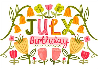 Photo of July Birthday Landscape Floral Card