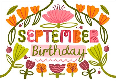 Photo of September Birthday Landscape Floral Card
