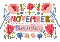 Tap to view November Birthday Landscape Floral Card