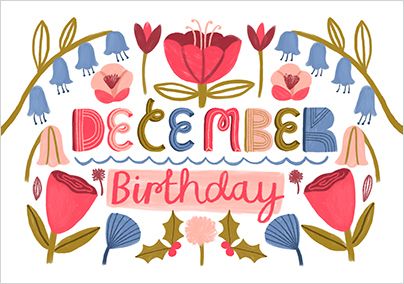 Photo of December Birthday Landscape Floral Card